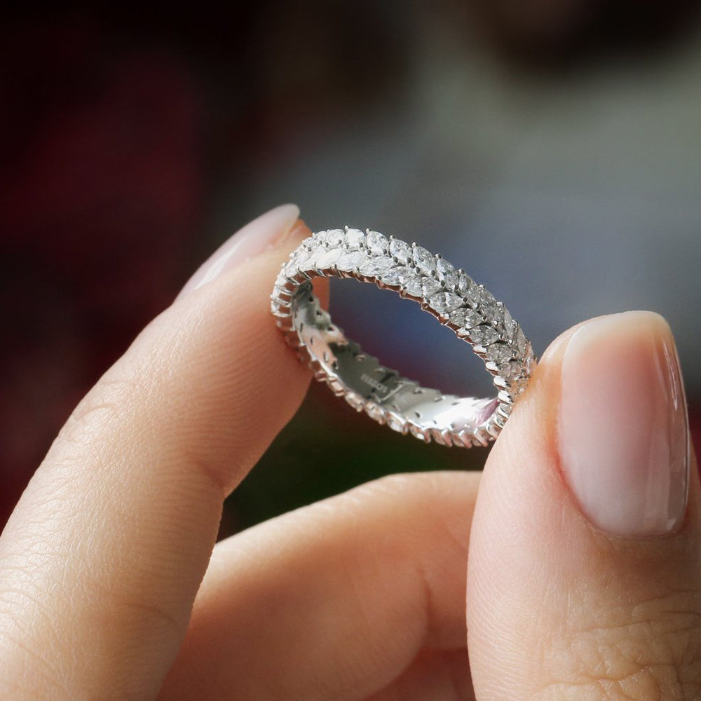 Double Row Marquise Diamond Anniversary Ring