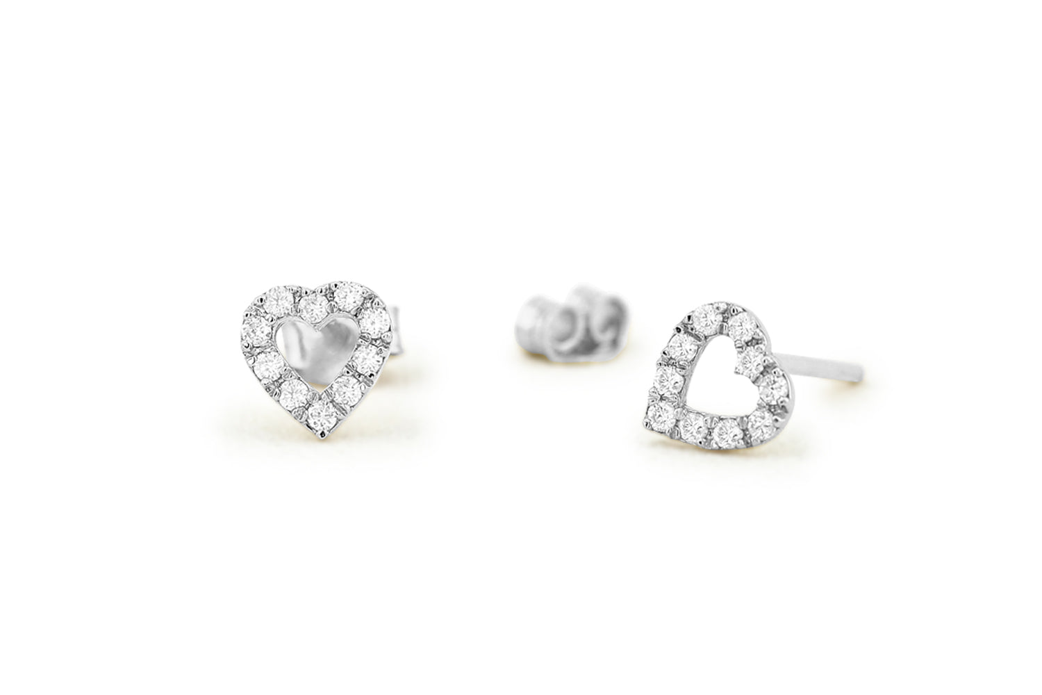 Mini Heart Earrings Diamond Studs