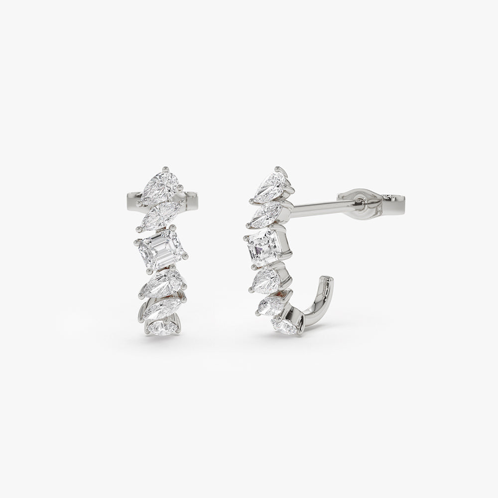 Mixed Diamond Shapes Statement Stud Earrings