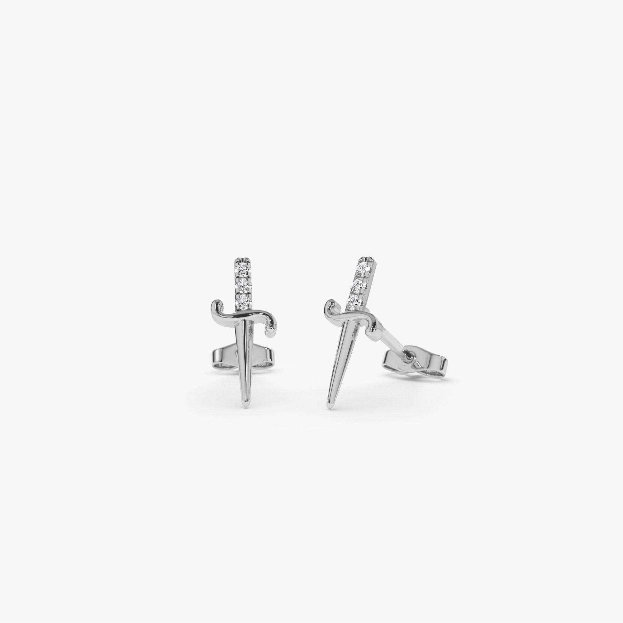 Mini Sword Diamond Earrings