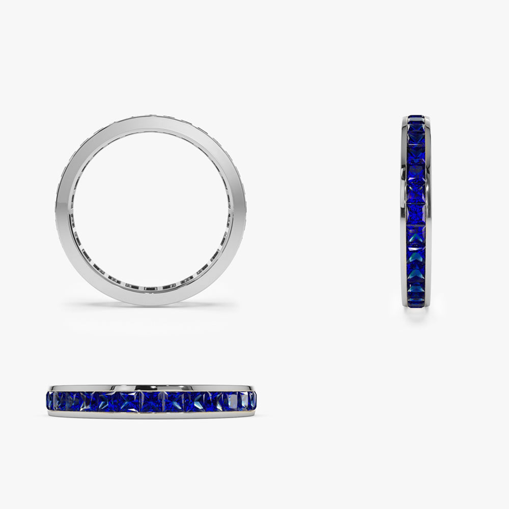 Full Eternity Princess Cut Sapphire Ring