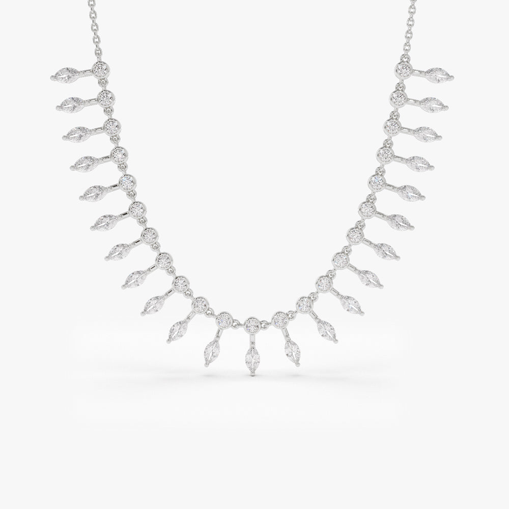 Marquise and Round Diamonds Statement Piece Necklace
