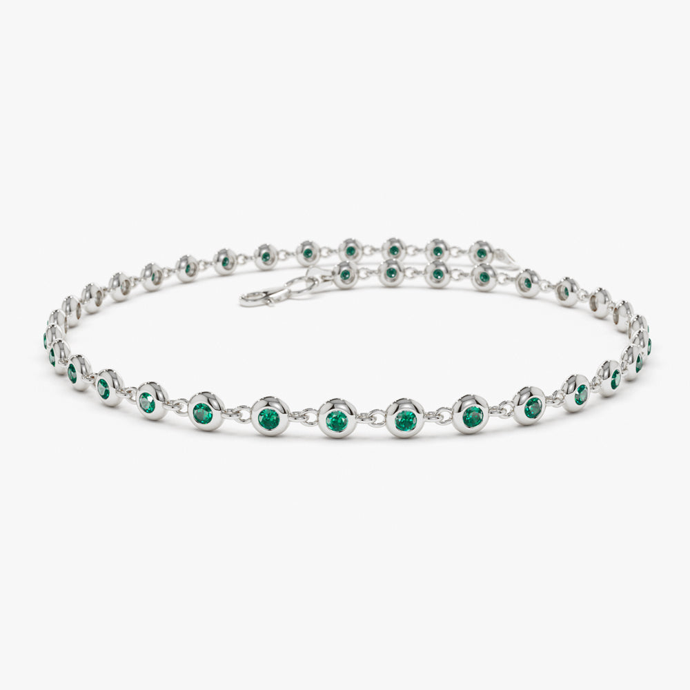 Bezel Set Emerald Tennis Bracelet