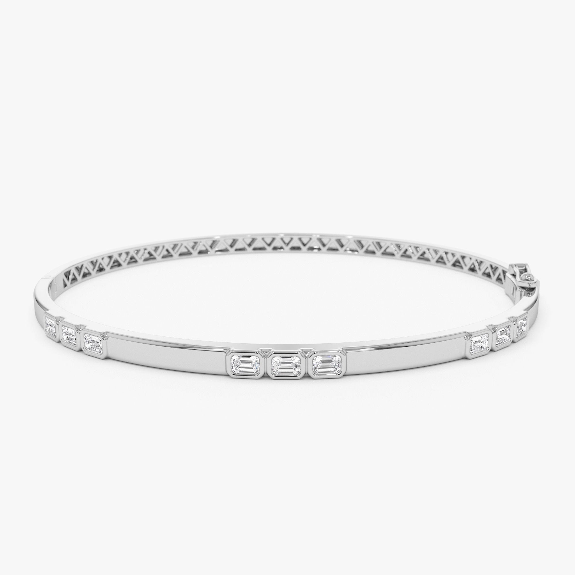 Emerald Cut Bezel Setting Bangle