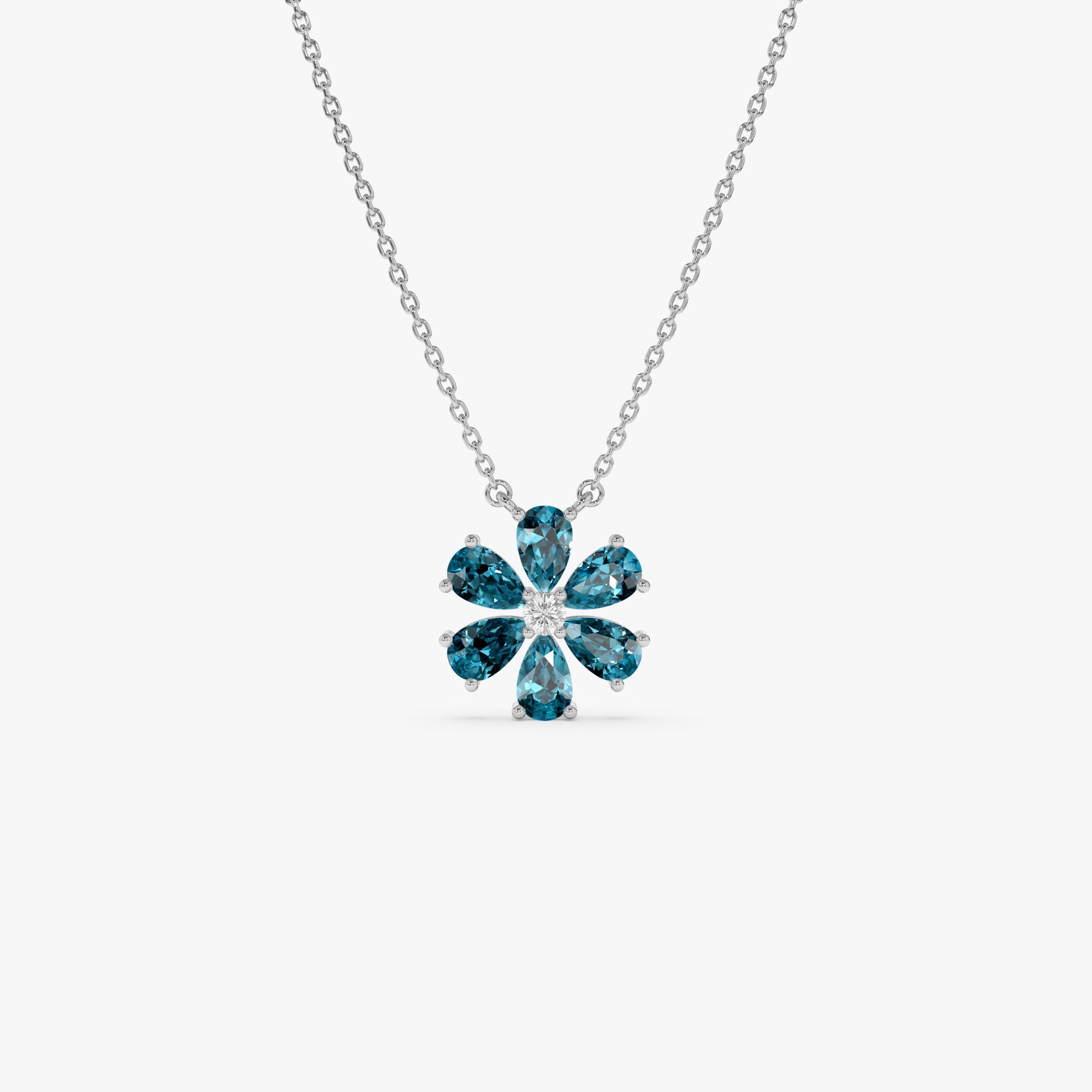 London Blue Topaz Flower Necklace