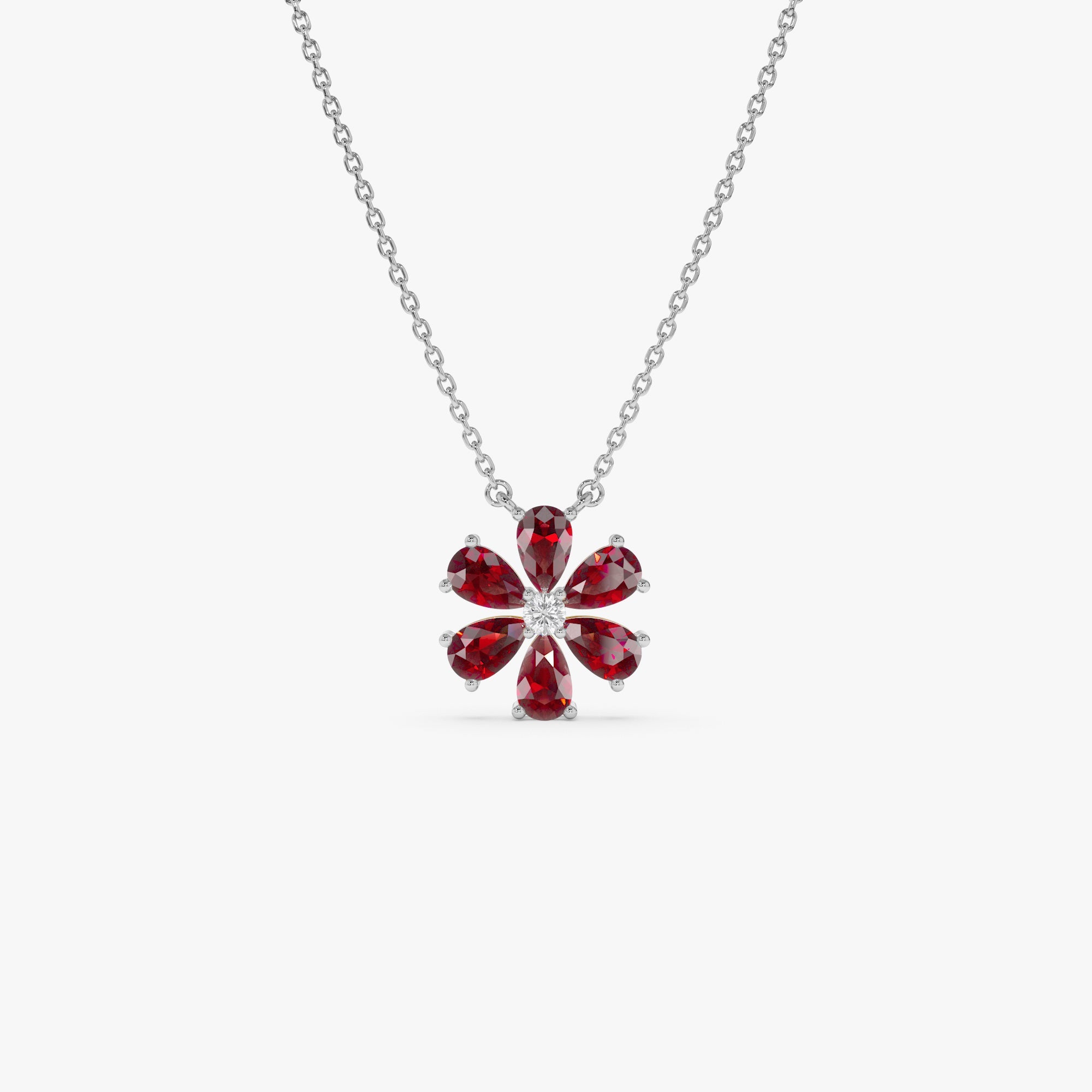 Garnet Flower Necklace