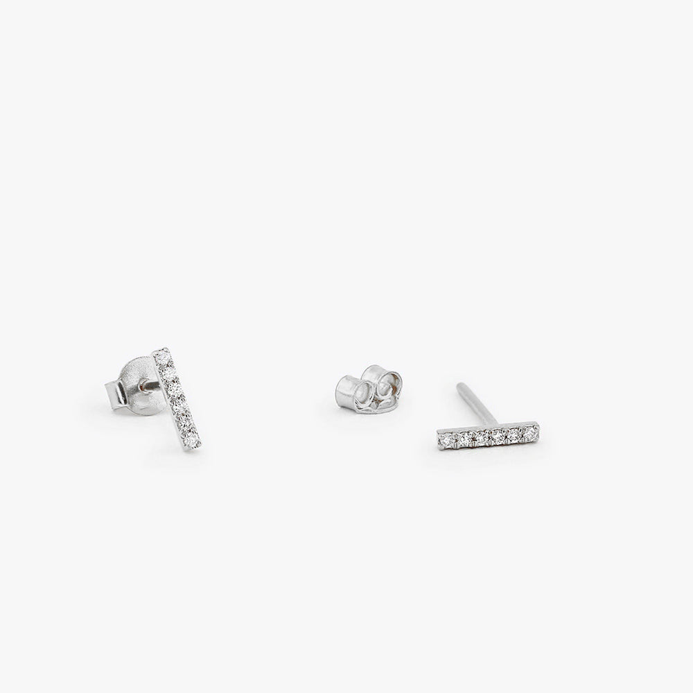Diamond Bar Stud Earrings