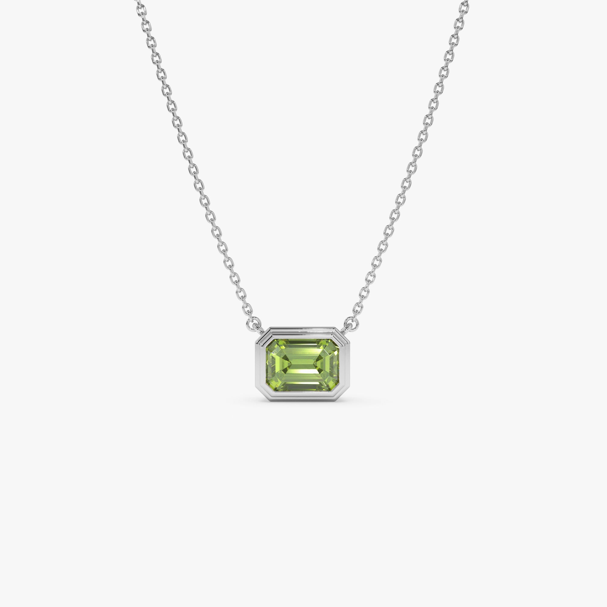 Emerald Cut Bezel Setting Peridot