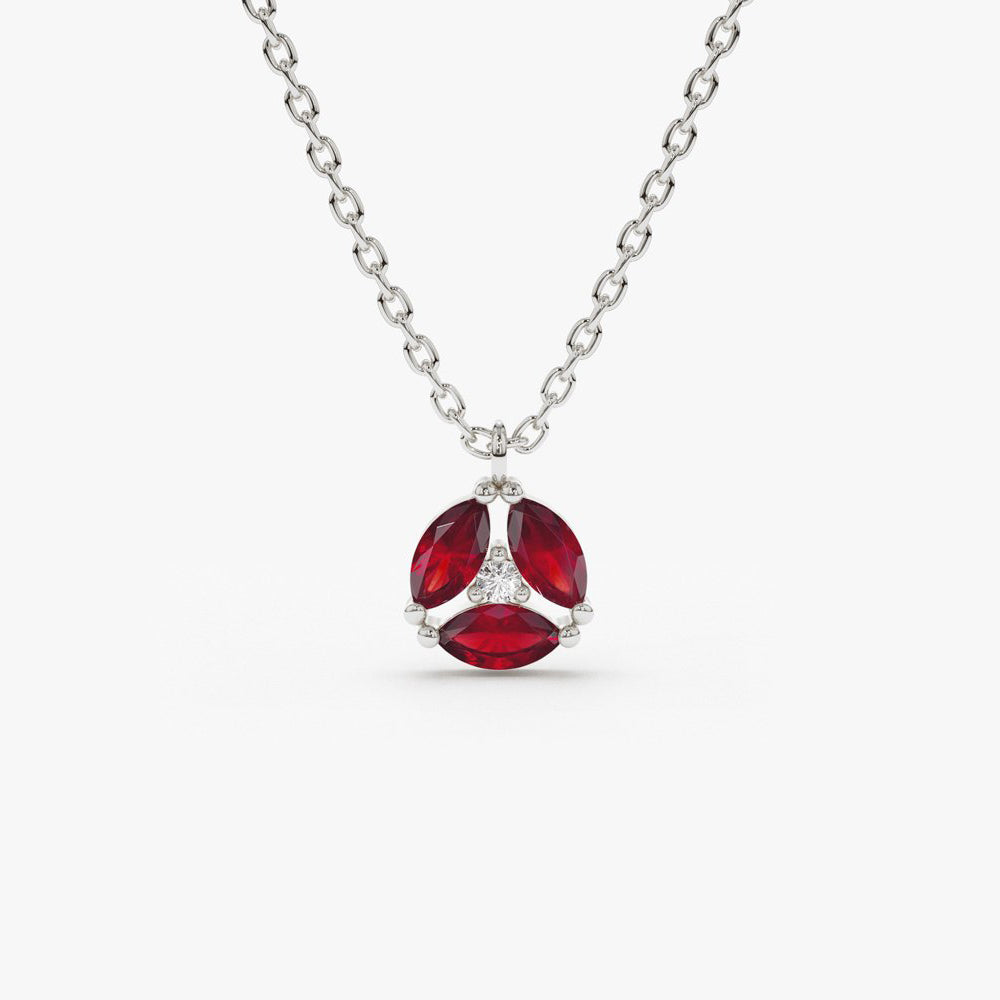 Marquise Ruby Cluster Necklace