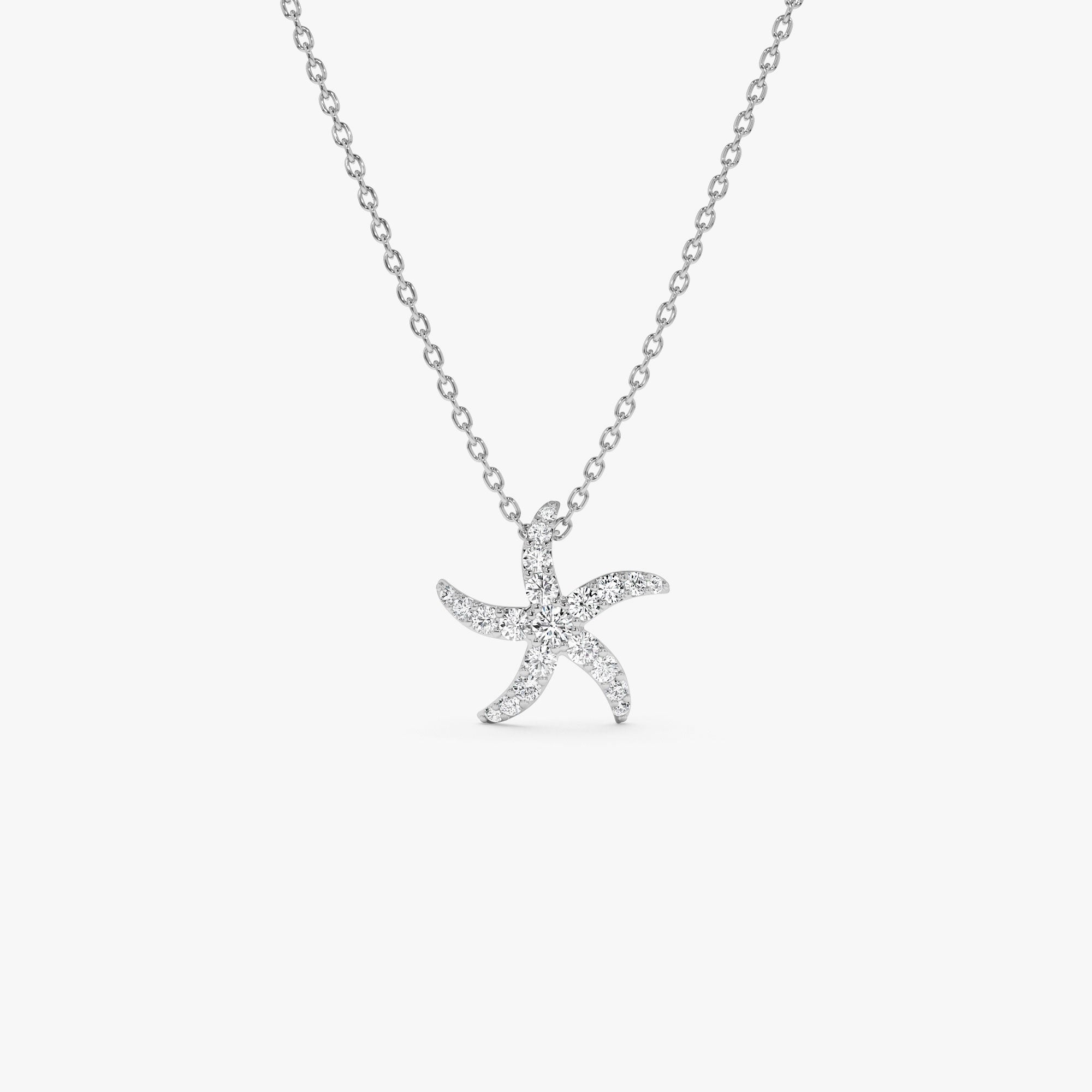 Diamond Starfish Charm Pendant