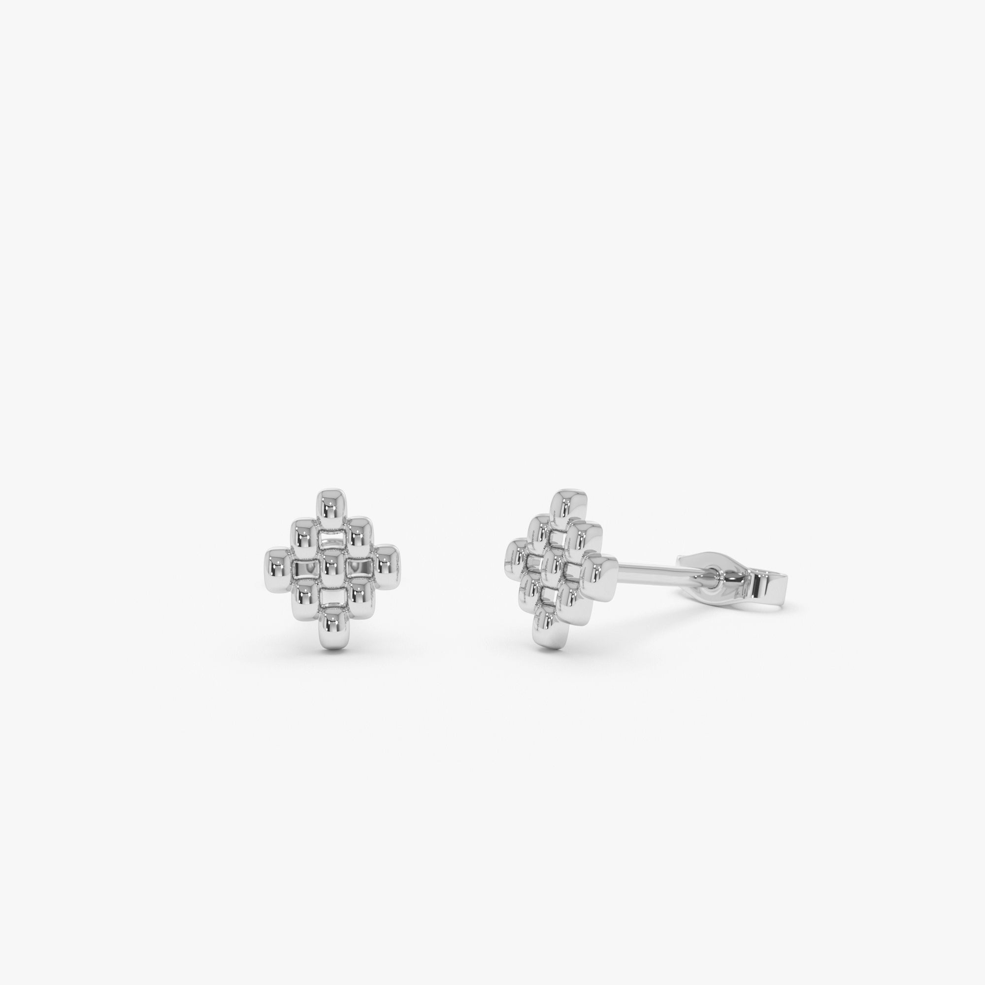 Geometric Beaded Stud Earrings