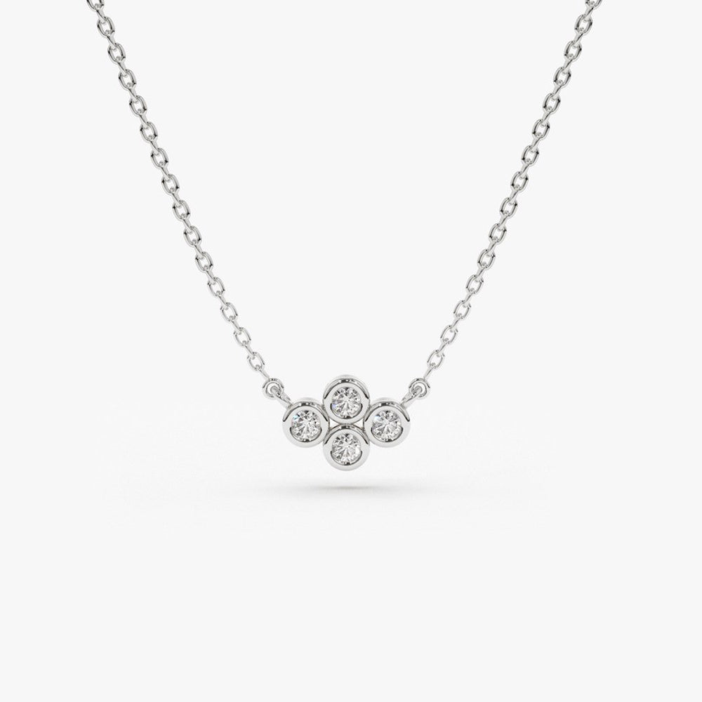 Four Stone Diamond Cluster Necklace