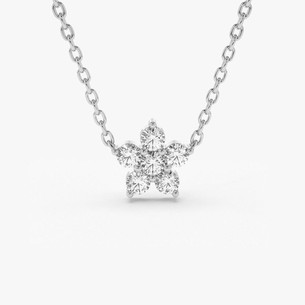 Flower Charm Diamond Necklace