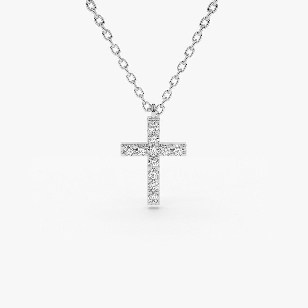 Micro Pave Diamond Cross Necklace