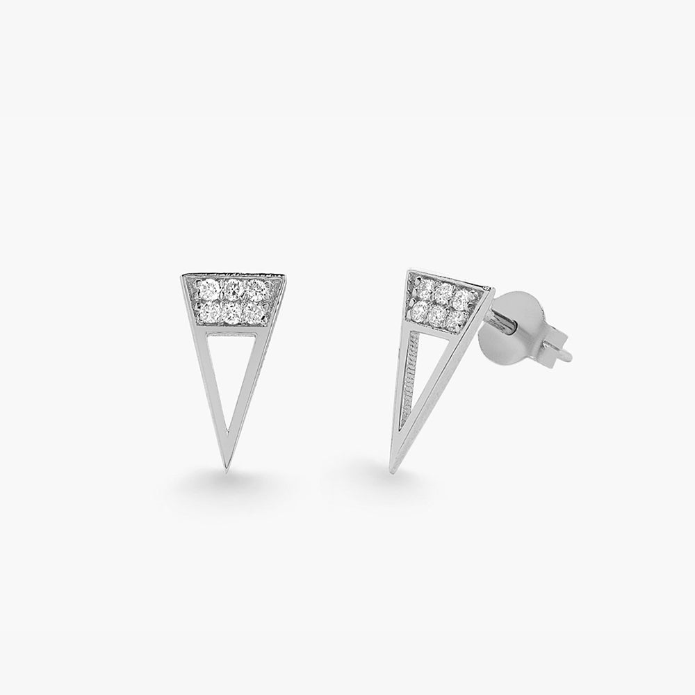 Elongated Triangle Earrings with Micro Pave Diamonds