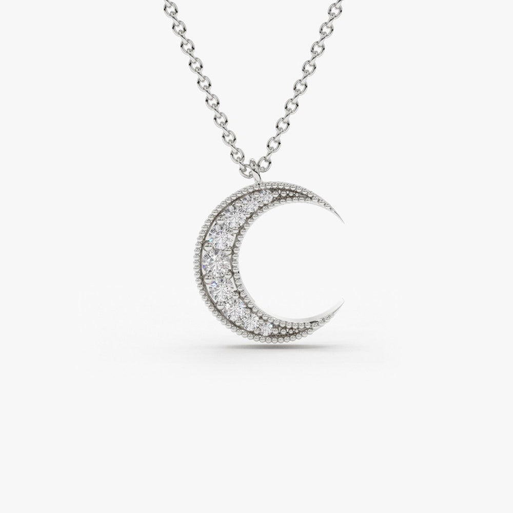 Mini Crescent Moon Diamond Necklace