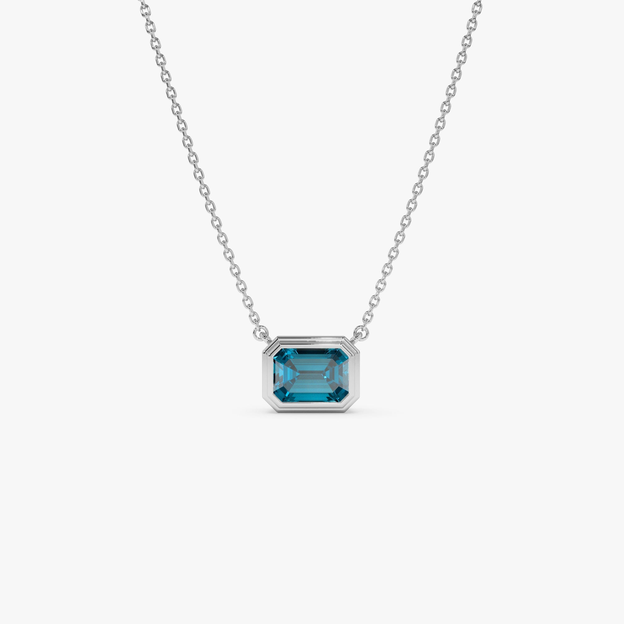 Emerald Cut Bezel Setting Blue Topaz