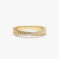 Micro Pave Diamond Twisted Rope Cris Cross Ring