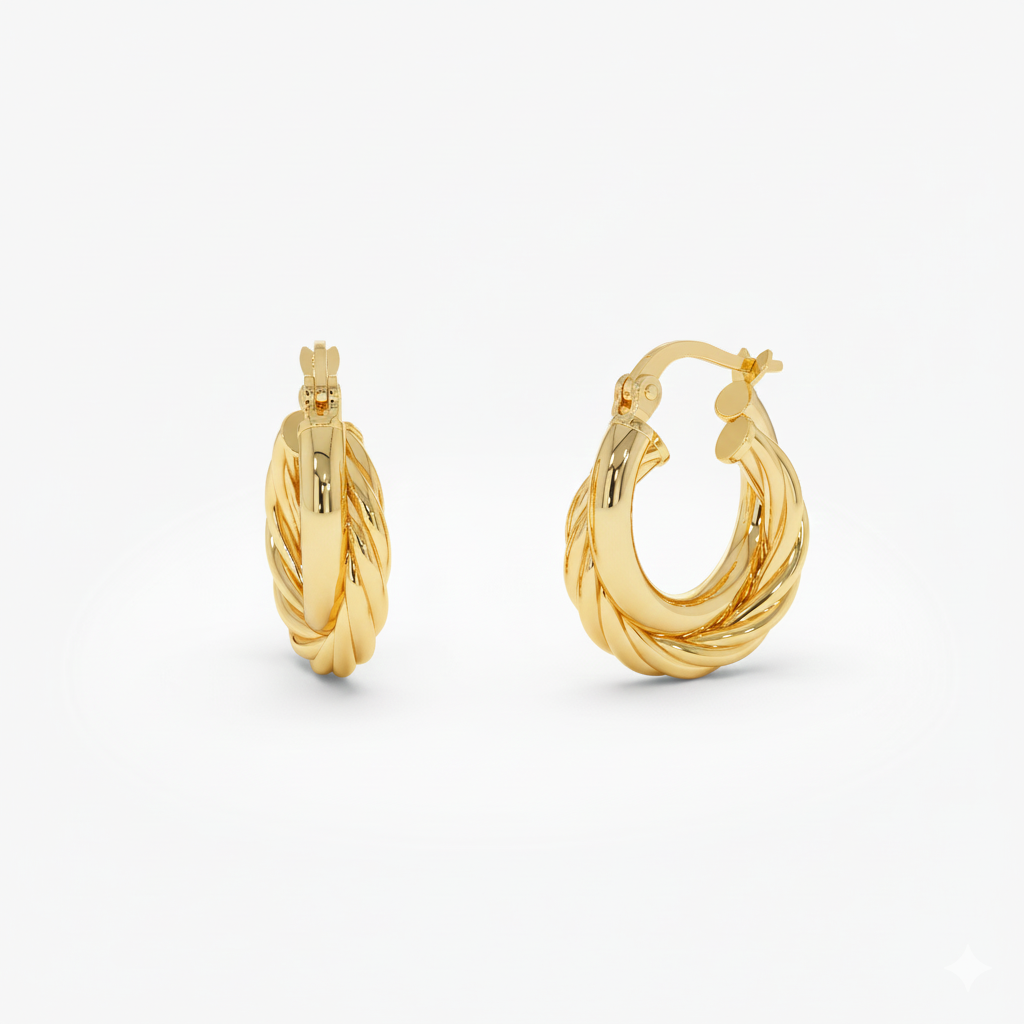 Yellow and White Twisted Hoops