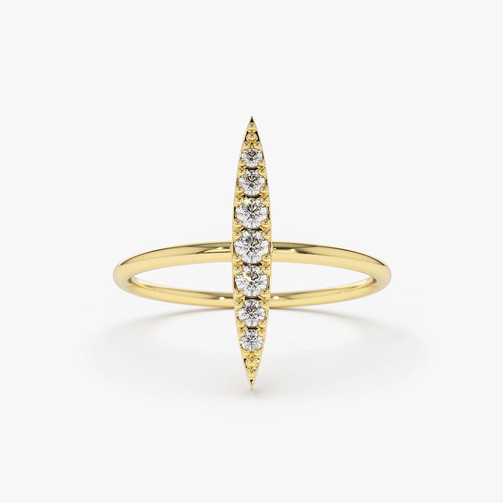 Elongated Micro Pave Diamond Ring