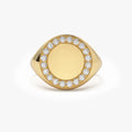 Diamond Round Signet Ring