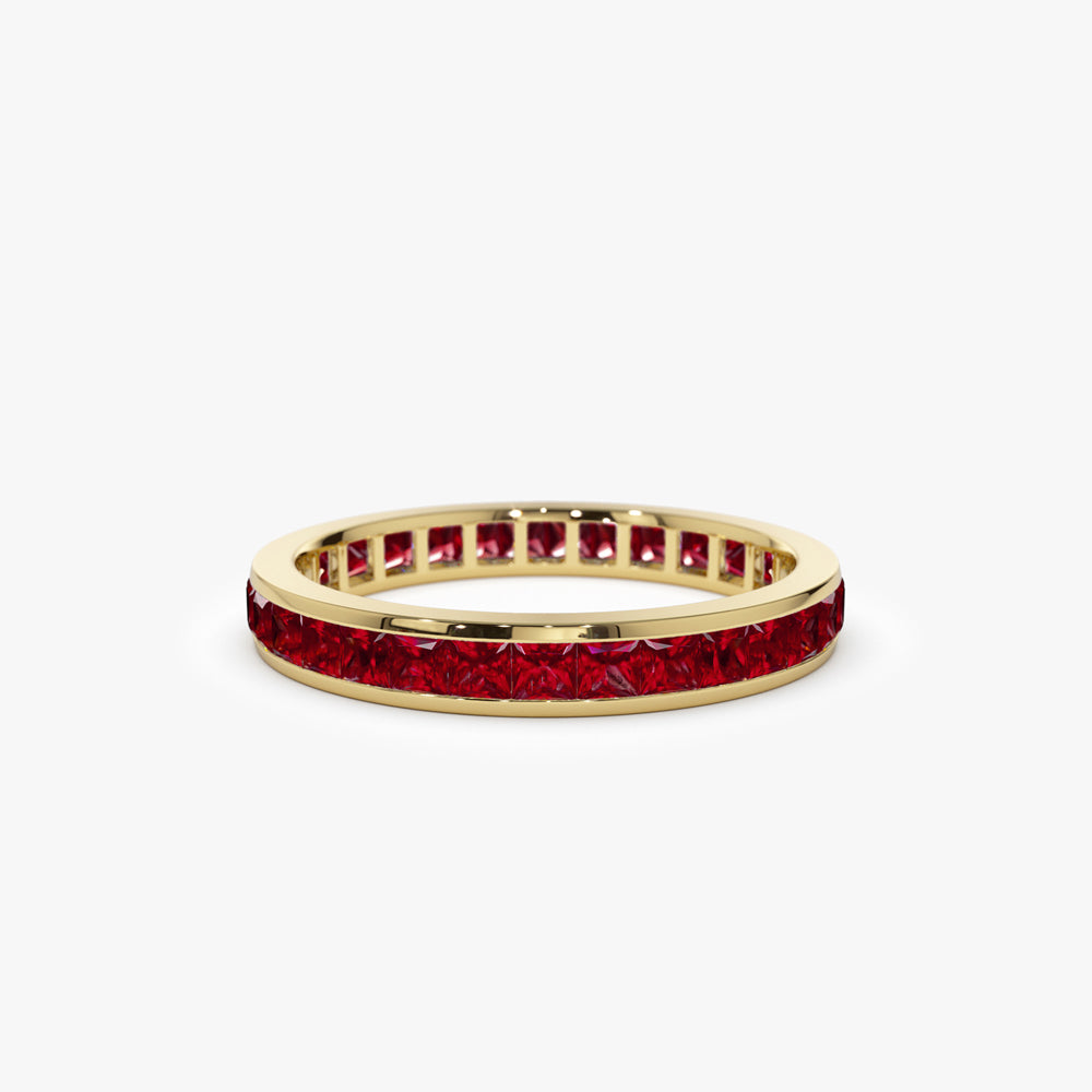 Full Eternity Princess Cut Ruby Ring