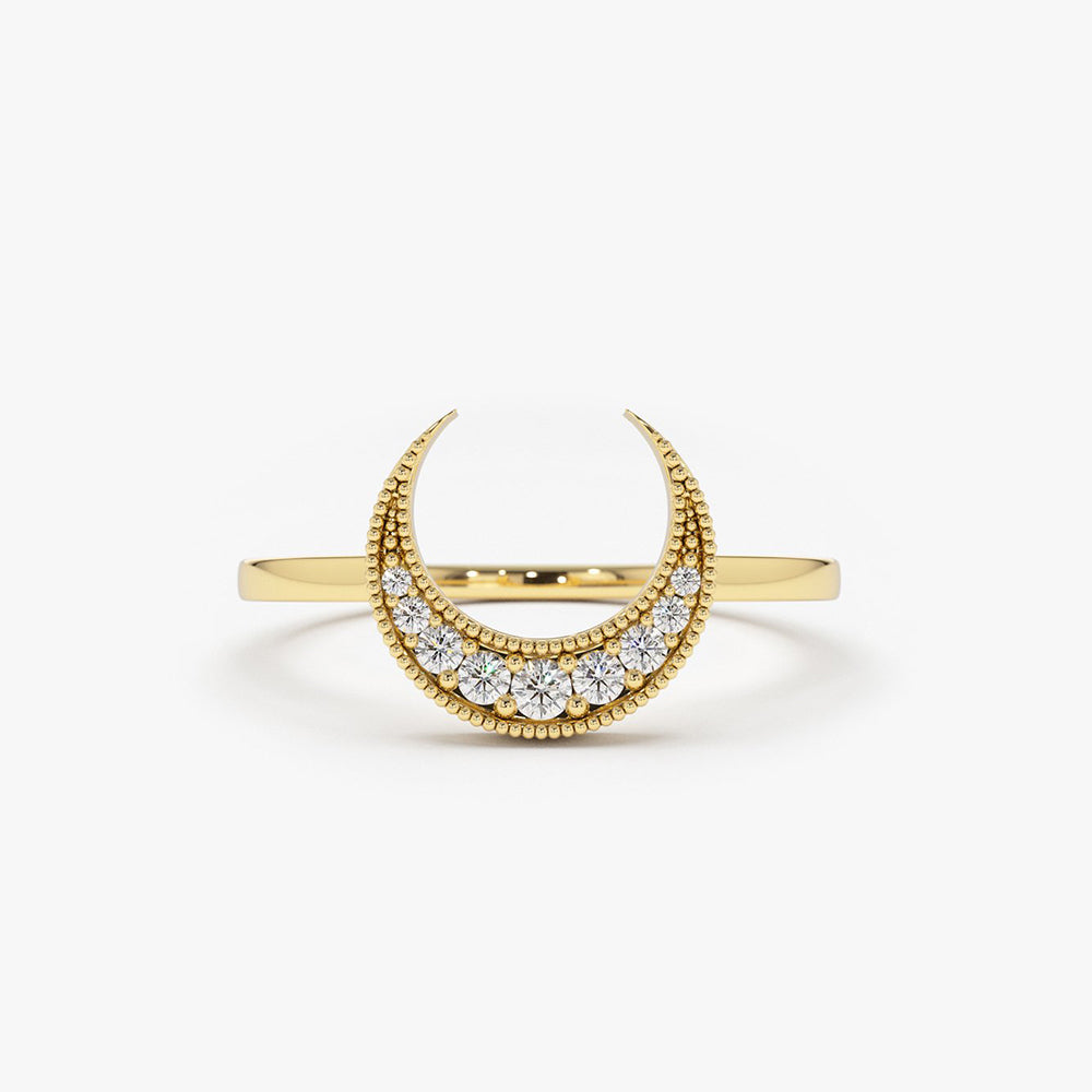 Crescent Moon Diamond Ring