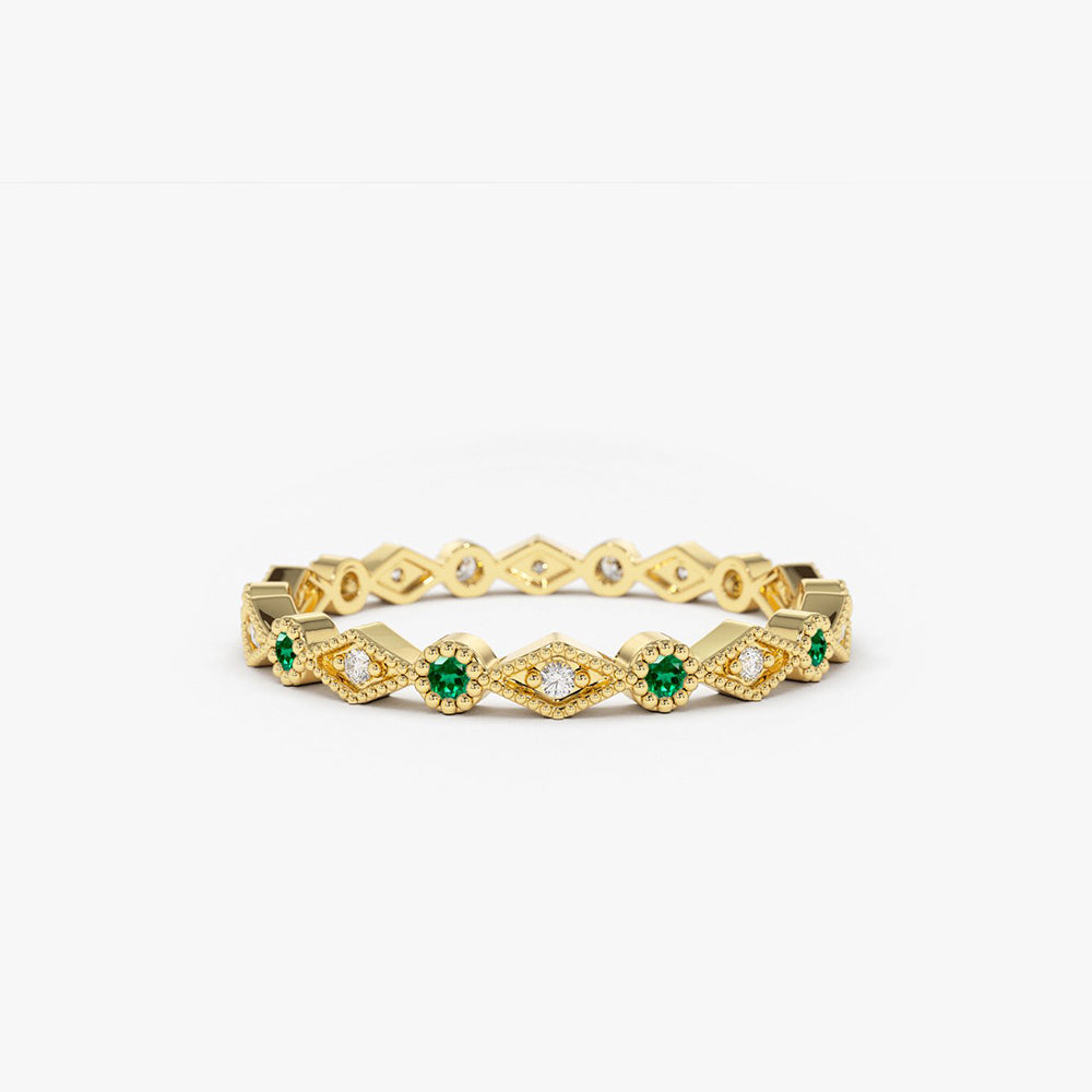Emerald Art Deco Wedding Band