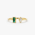 Emerald and Diamond Cuff Ring