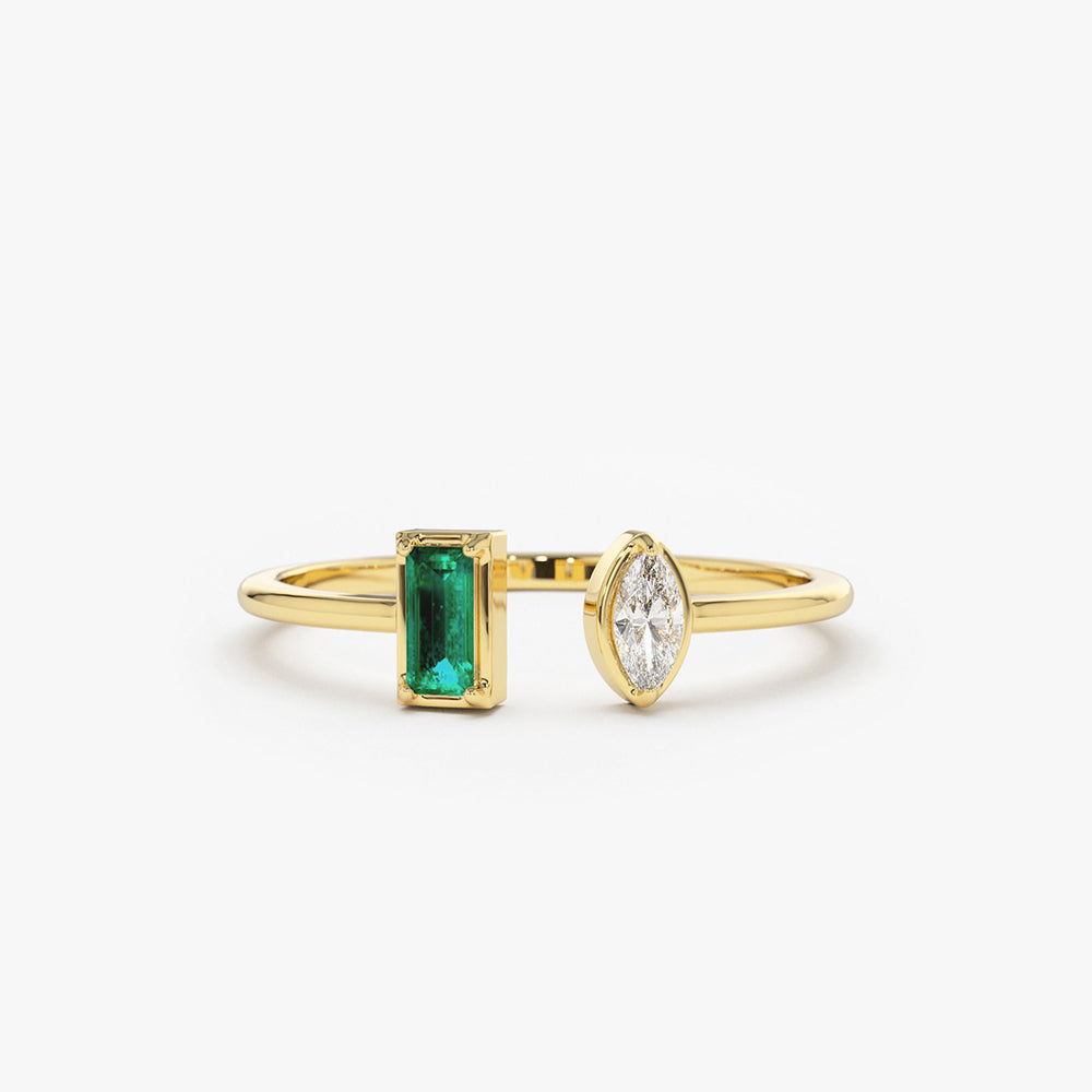Emerald and Diamond Cuff Ring