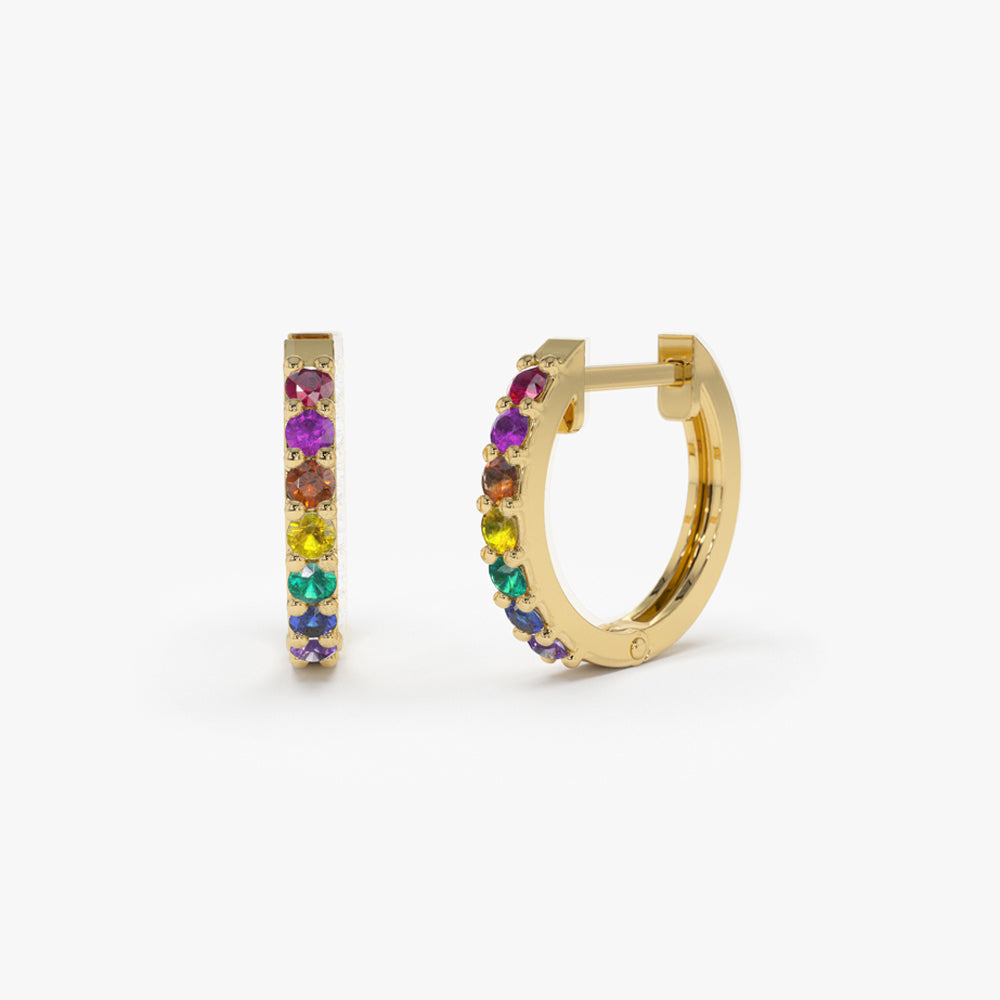 Multi Color Huggie Hoop Earrings