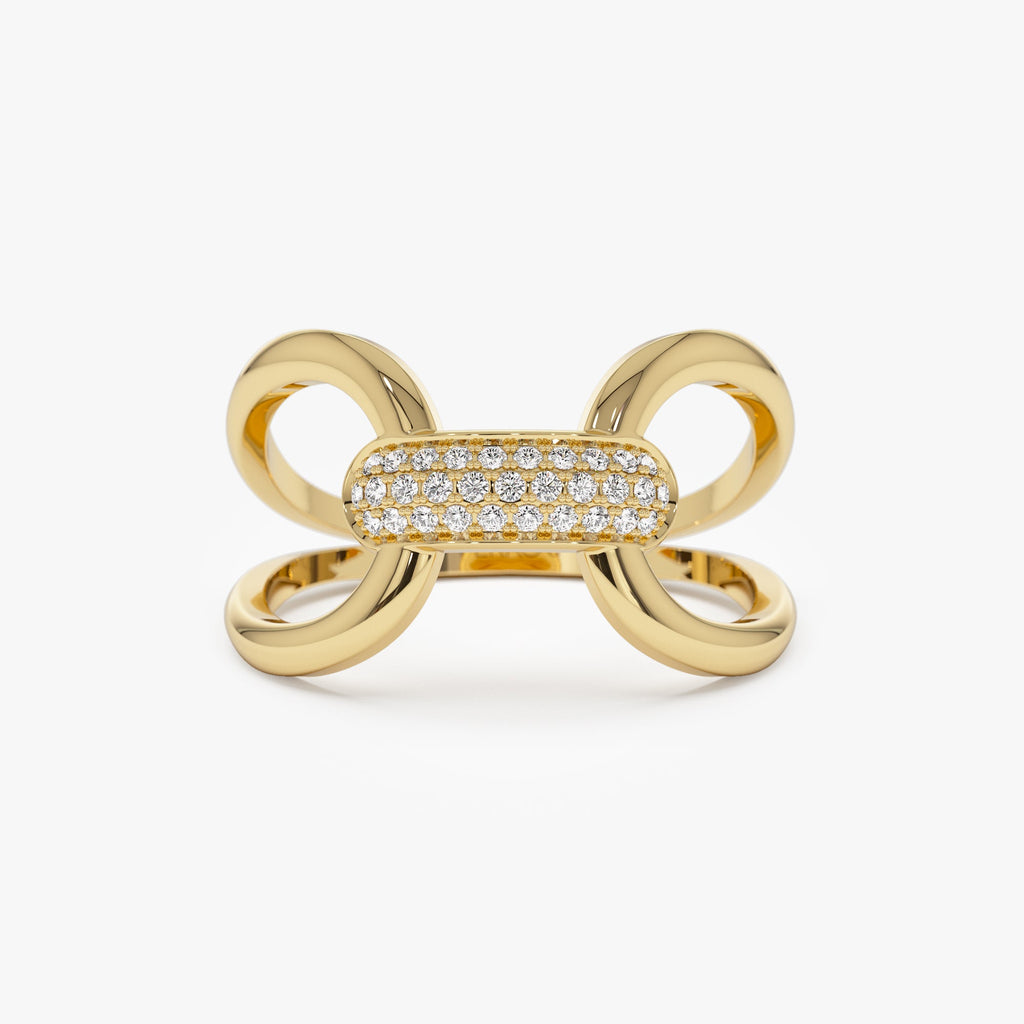 Folded Micro Pave Diamond Ring