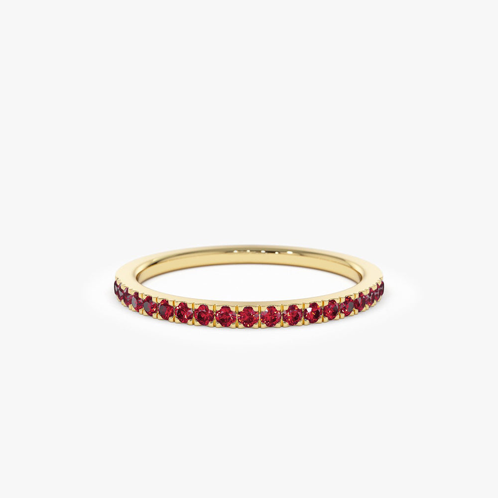 Half Eternity Pave Ruby Ring
