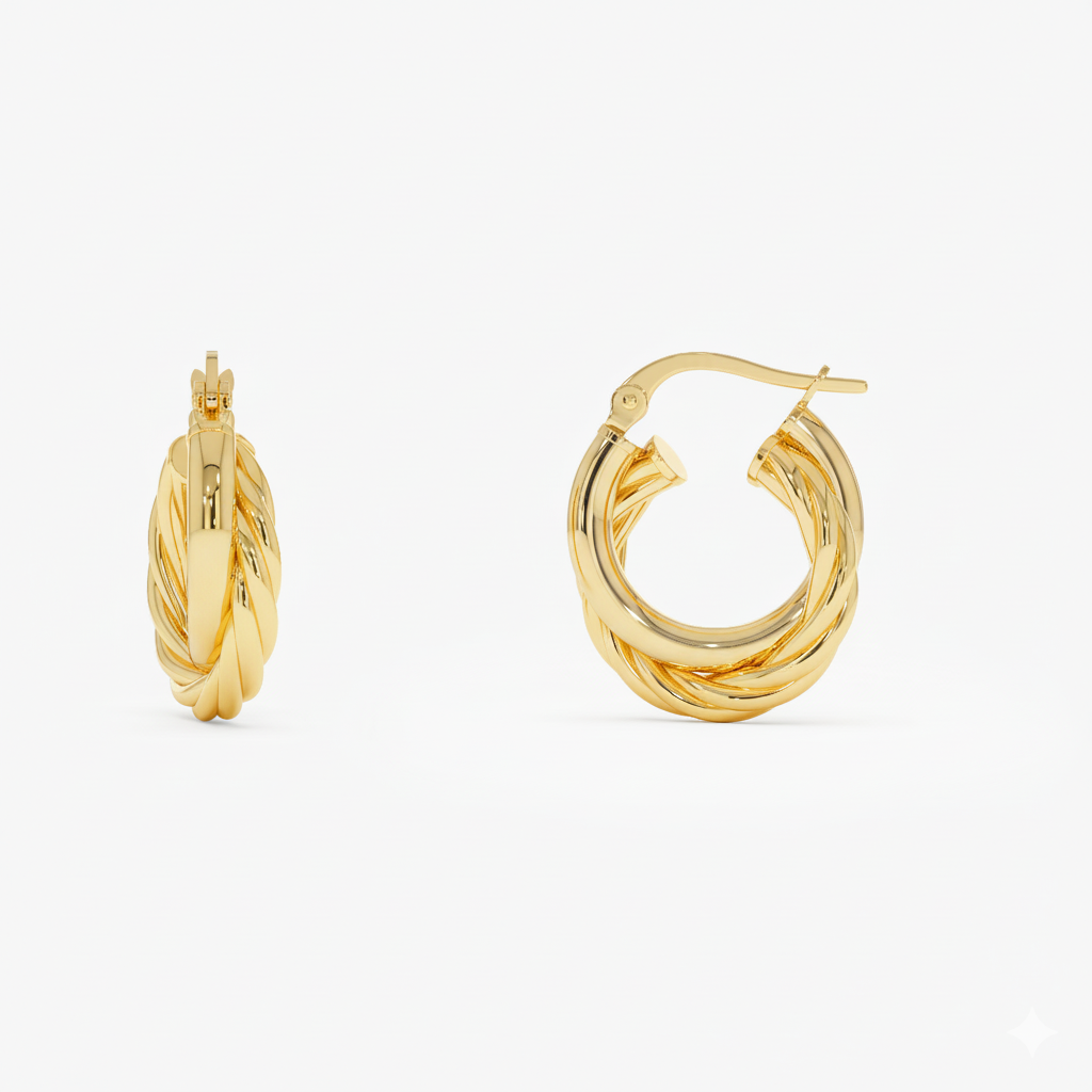 Yellow and White Twisted Hoops