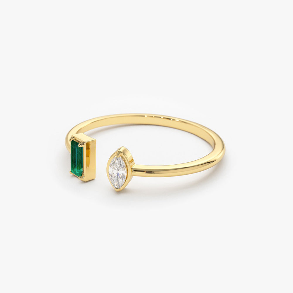 Emerald and Diamond Cuff Ring