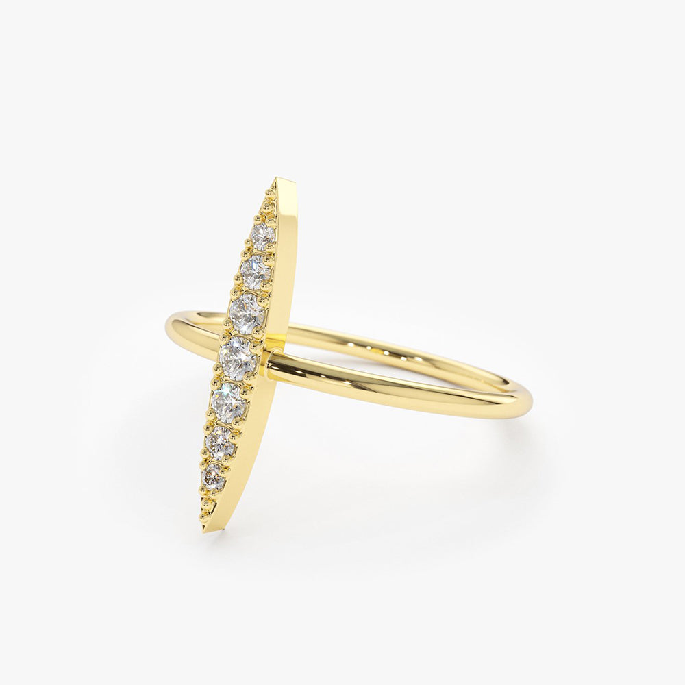 Elongated Micro Pave Diamond Ring