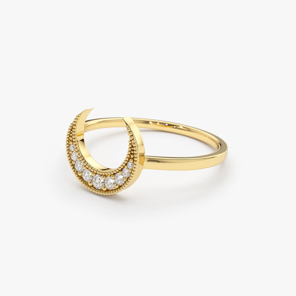 Crescent Moon Diamond Ring