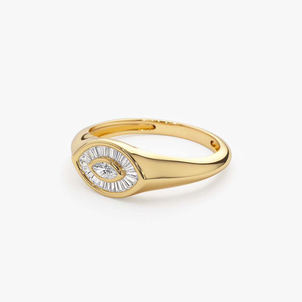 Marquise Shape Baguette Diamond Ring