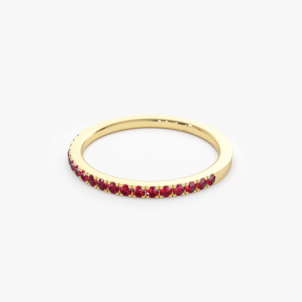 Half Eternity Pave Ruby Ring
