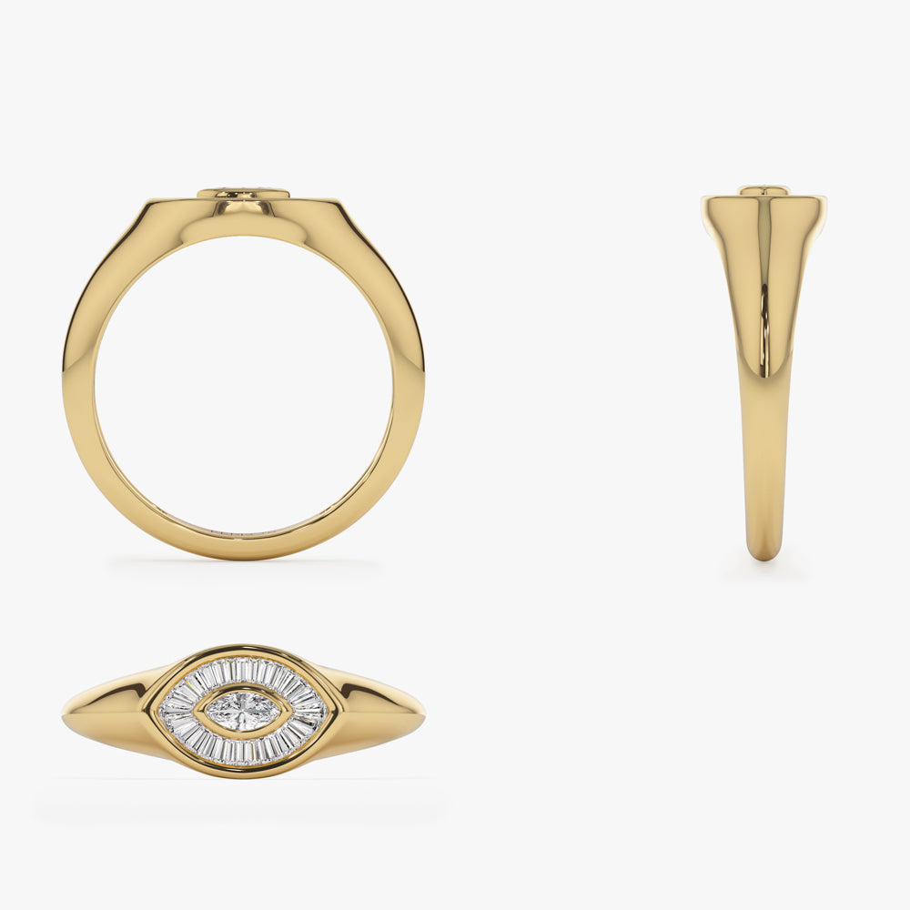 Marquise Shape Baguette Diamond Ring