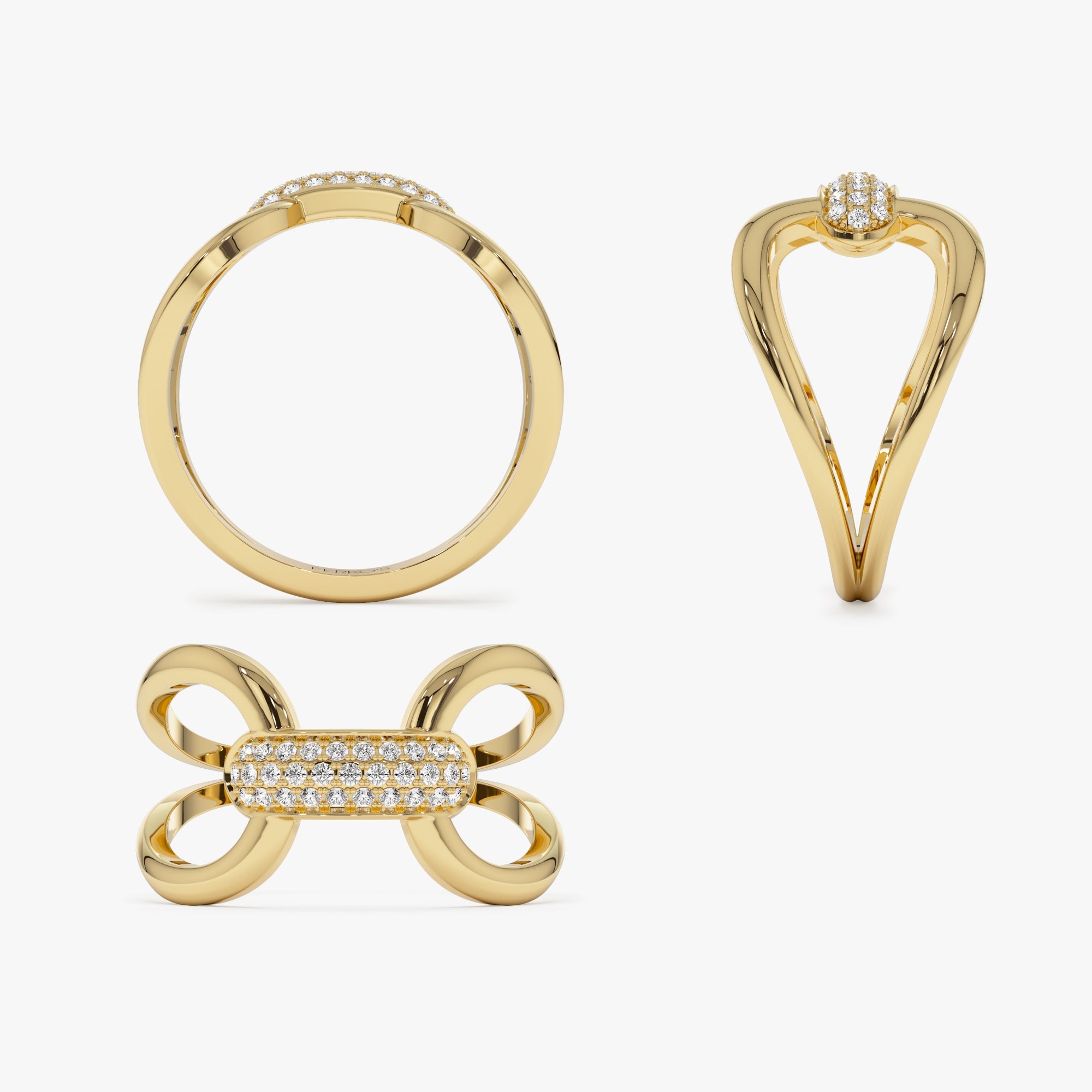 Folded Micro Pave Diamond Ring