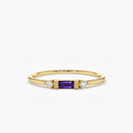 Baguette Amethyst With Diamond Ring