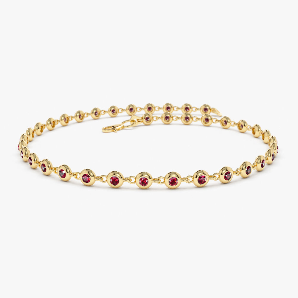 Bezel Set Ruby Tennis Bracelet