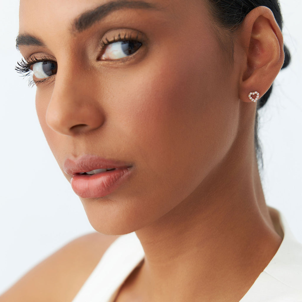 Mini Heart Earrings Diamond Studs