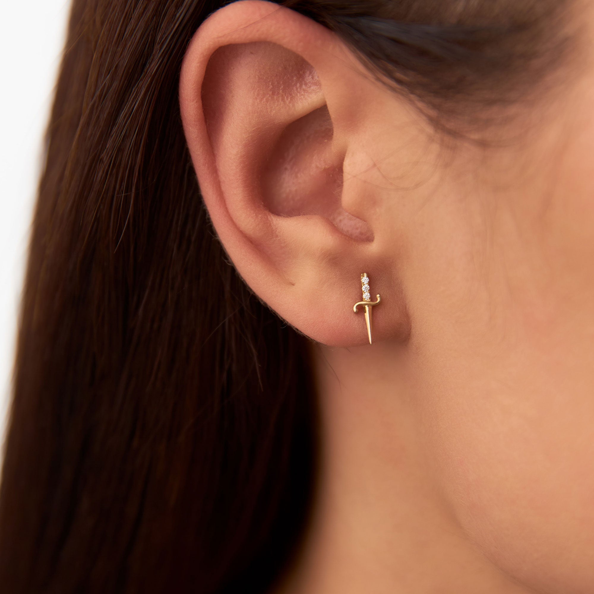 Mini Sword Diamond Earrings