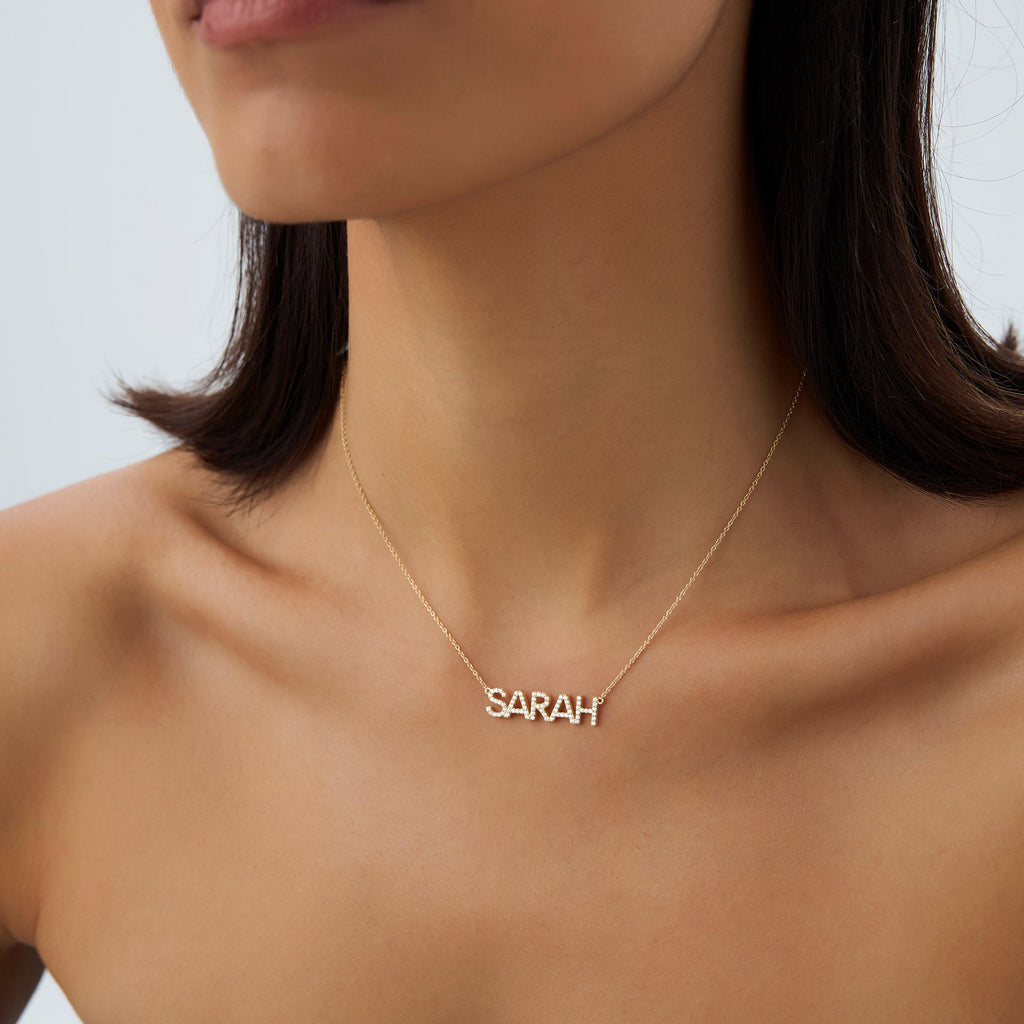 Dainty Layering Diamond Name Necklace