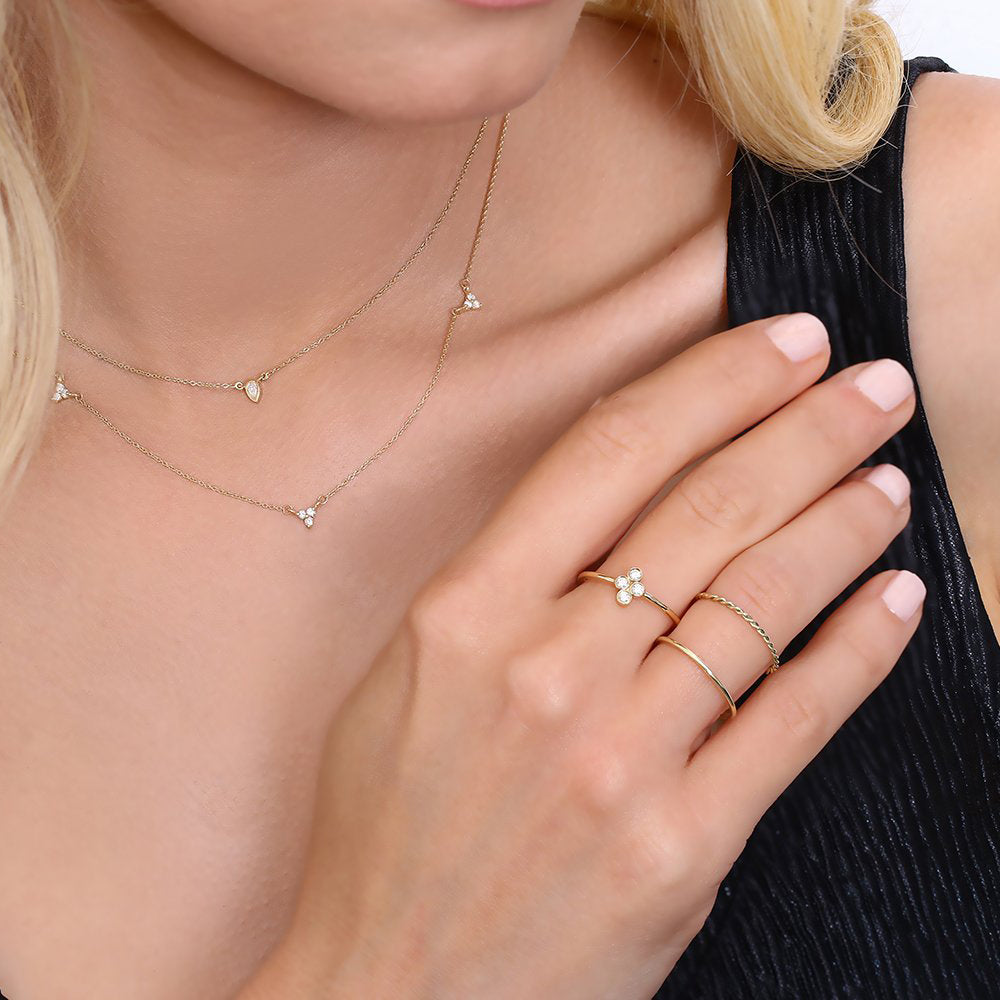 Bezel Setting Quad Diamond Ring