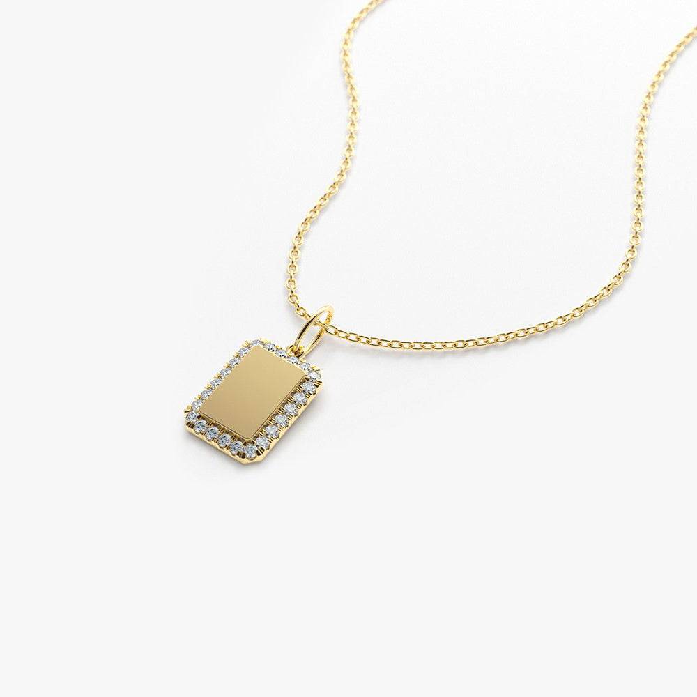 Diamond Tag Initial Necklace