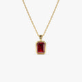Emerald Cut Garnet Vertical Bezel Setting Pendant