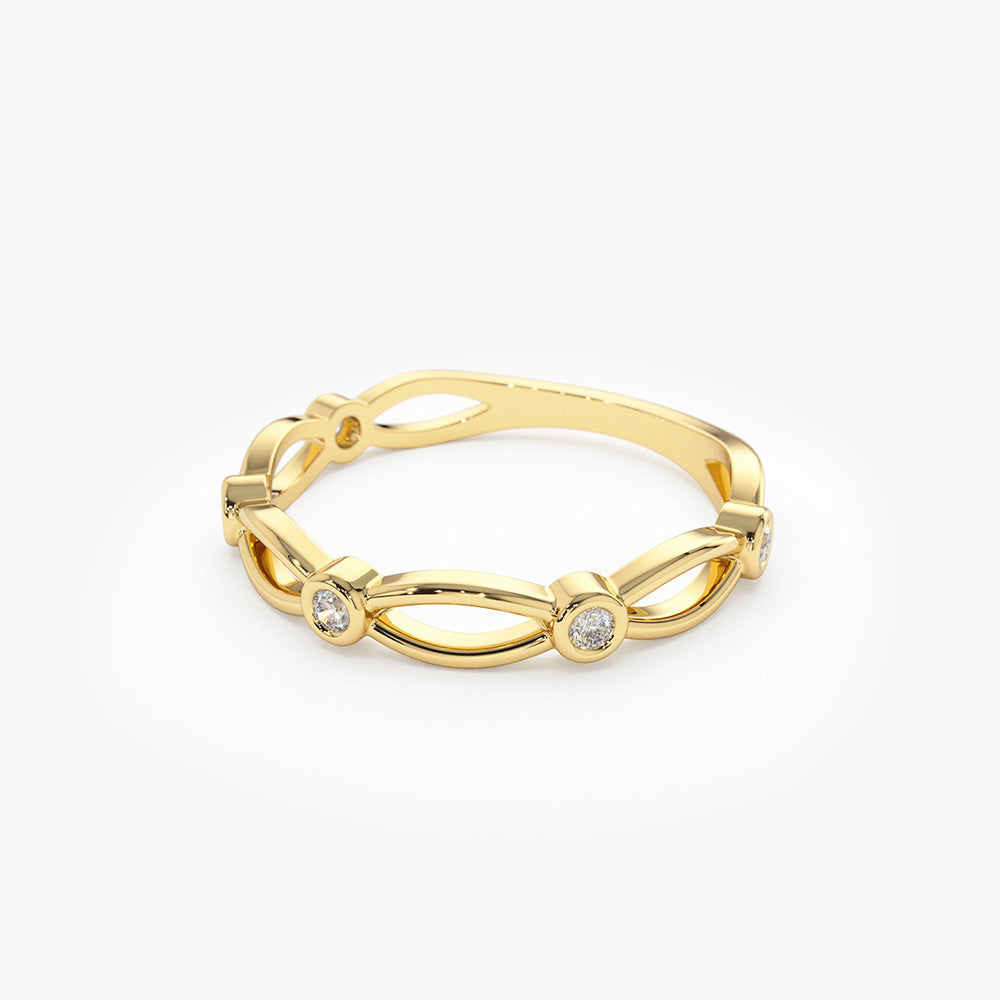 Bezel Setting Unique Diamond Wedding Band